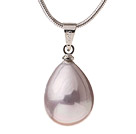 Wholesale Lovely Purple Teardrop Seashell Pearl Dangling Pendant Metal Chain Necklace With Lobster Clasp