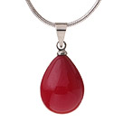 Wholesale Lovely Red Teardrop Seashell Pearl Dangling Pendant Metal Chain Necklace With Lobster Clasp