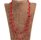 Wholesale Pretty New Long Style Red Coral Chips Red Thread Necklace(Also can be Bracelet)