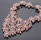 Pretty Multilayer Wired Pink Series Teardrop Crystal And Round Seashell Pearl Flower Necklace