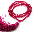 Wholesale Simple Long Style Round Rose Red Agate Beads Necklace with Buddha Head and Rose Tassel(can also be as bracelet)