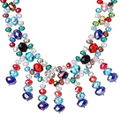 Discount Amazing Beautiful Multi Color Facted Crystal Beads Party Necklace with Tassel