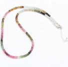Wholesale Natural Multi Color Tourmaline Chips Necklace with 925 Sterling Silver Clasp