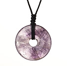 Beautiful Simple Design Donut Shape Amethyst Pendant Necklace With Adjustable Hand-Knitted Thread