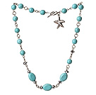 Fashion Single Strand Burst Pattern Turquoise Necklace With Starfish Charm
