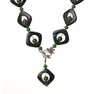 Wholesale Vintage Style Green Jade And Green Aventurine Y shape Necklace With Toggle Clasp
