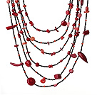 Wholesale Fashion Multi Layer Irregular Shape Red Coral Party Necklace