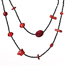 Wholesale Fashion Long Style Irregular Shape Red Coral and Crystal Necklace