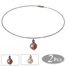 Wholesale 2 Pcs Simple Style Mosaic Amethyst And Pearl Pendant Necklace
