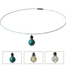 Wholesale 3 Pcs Simple Fashion Style Prehnite Turquoise And Clear Crystal Beads Pendant Nekclace