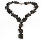 Black Crystal and Red Jasper Necklace with Moonlight Clasp