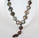 Wholesale Snake Skin Agate and Black Pearl Necklace with Moonlight Clasp