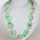 Chunky Necklace White Pearl and Green Opal Necklace