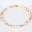 12-14mm Natural Round White Freshwater Pearl Beaded Necklace for Women