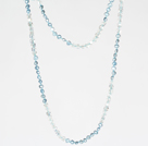 Long Necklace Jewelry 6-7mm Light Blue Pearl Crystal Necklace