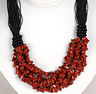 Bold Necklace Multi Strands Red Jasper Chips Necklace