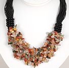 Wholesale Bold Necklace Multi Strands Multi Color Rutilated Quartz Chips Necklace