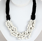 Bold Necklace Multi Strands Howlite Chips Necklace