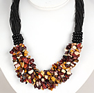 Wholesale Bold Necklace Multi Strands Silver Leaf Agate Chips Necklace