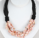 Wholesale Bold Necklace Multi Strands Pink Opal Chips Necklace