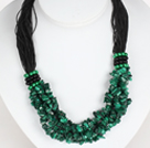 Bold Necklace Multi Strands Peacock Stone Chips Necklace