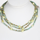 Wholesale Light Green Color Baroque Pearl Crystal Long Style Necklace