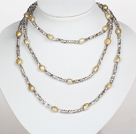 Wholesale Gray Color Baroque Pearl Crystal Long Style Necklace