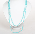 Light Blue Baroque Pearl Crystal Long Style Necklace