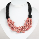 Bold Necklace Multi Strands Argentina Rhodochrosite Chips Necklace