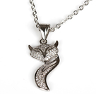 White Gold Plated Fox Pendant Necklace with Metal Chain