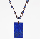 Wholesale White Porcelain Stone and Lapis Necklace with Rectangle Shape Lapis Pendant