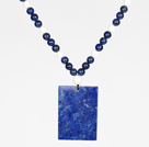 Wholesale White Porcelain Stone and Lapis Necklace with Rectangle Shape Lapis Pendant