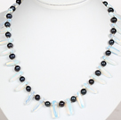 Wholesale Black Pearl and Opal Crystal Necklace with Lobster Clasp