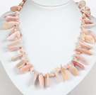 Wholesale Irregular Shape Pink Opal Stone Necklace