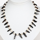 Wholesale White Pearl and Black Agate Necklace with Lobster Clasp