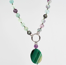 Wholesale Rainbow Fluorite and Green Agate Pendant Necklace