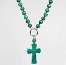 Wholesale Synthetic Peacock Stone and Phoenix Cross Pendant Necklace