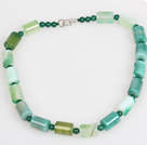 Cylinder Shape Green Agate Choker Necklace Jewelry