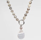 Wholesale Faceted Flashing Stone and Gray Agate Necklace
