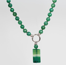 Wholesale Faceted Round Green Agate Beaded Pendant Necklace