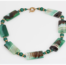 Stripe Green Agate Stone Choker Necklace