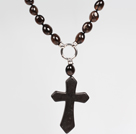 Wholesale Natural Rose Quartz and Turquose Cross Pendant Necklace