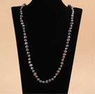 Simple Long Style Natural Black Potato Shape Pearl Necklace / Sweater Chain