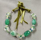 Fashion Ethnic Style Green Series Green Crystal Agate Adjustable Necklace With Green Suede Thread
