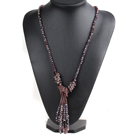 Amazing Y Shape Long Style Wine Red Crystal Necklace with Tassel Pendant