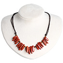 Wholesale A long red jade necklace with side holes