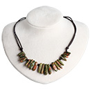 Wholesale Side-hole long strip greenstone necklace
