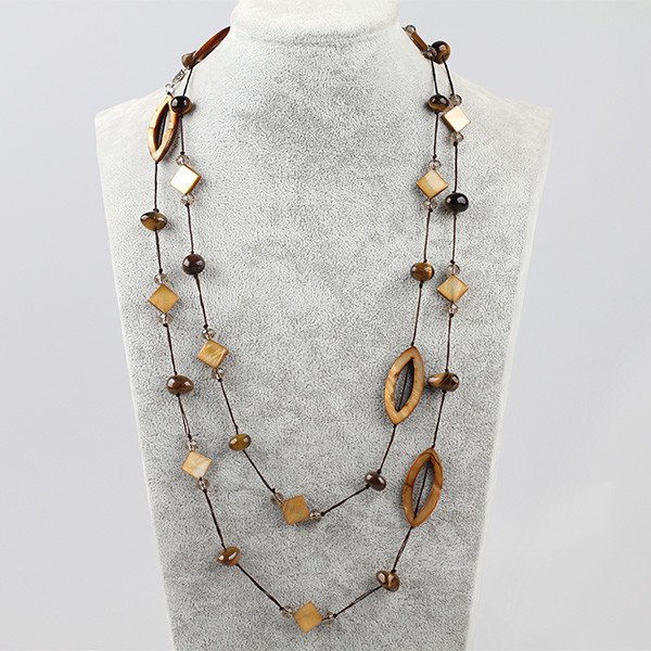 Tiger's Eye Crystal Shell Necklace