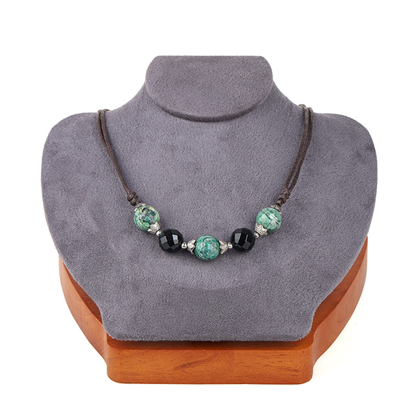 Wholesale Black Onyx Green Opel Necklace