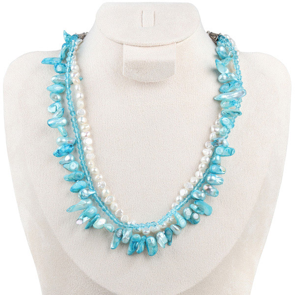 Crystal Alien Sky Blue Pearl Necklace